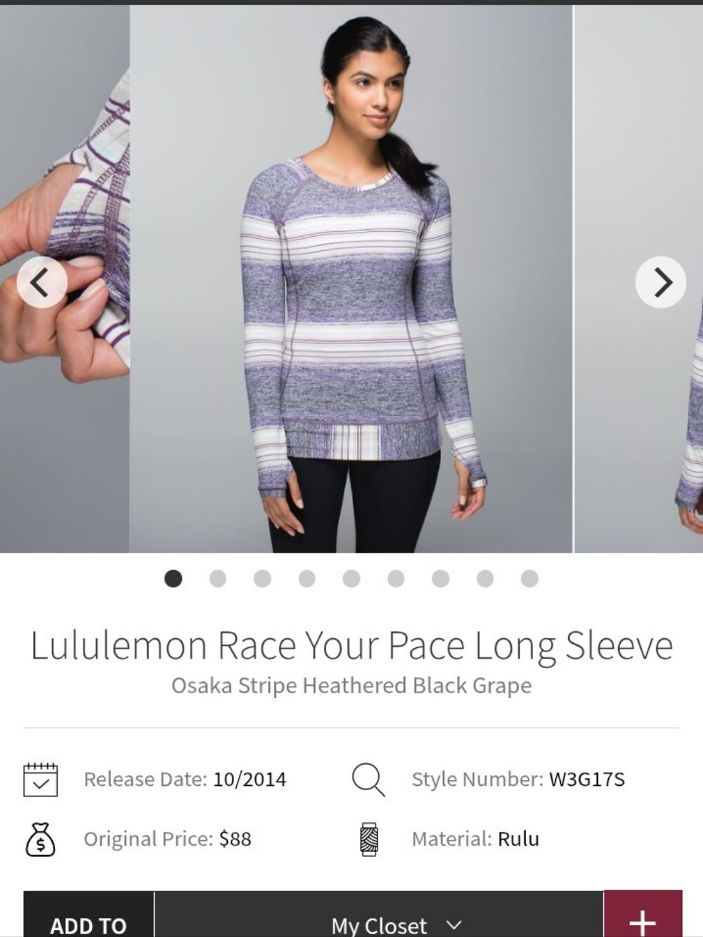 Lululemon Race Your Pace Long sleeved Heathered Grape Shirt